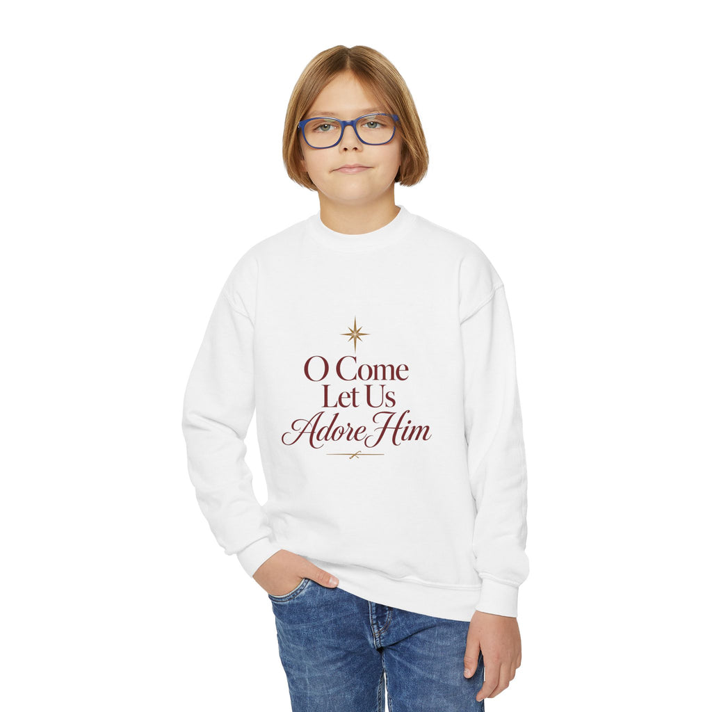 Youth Crewneck O Come let us Adore Him’