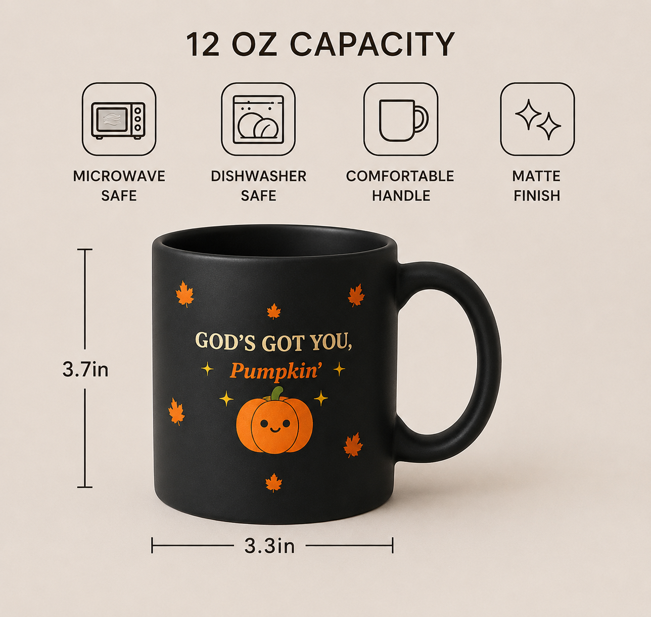 God’s Got You, Pumpkin’ Mug - Black