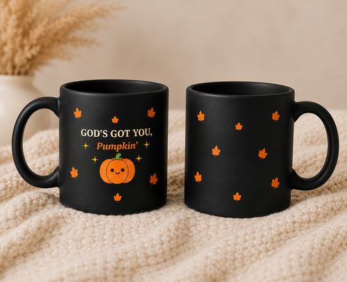 God’s Got You, Pumpkin’ Mug - Black